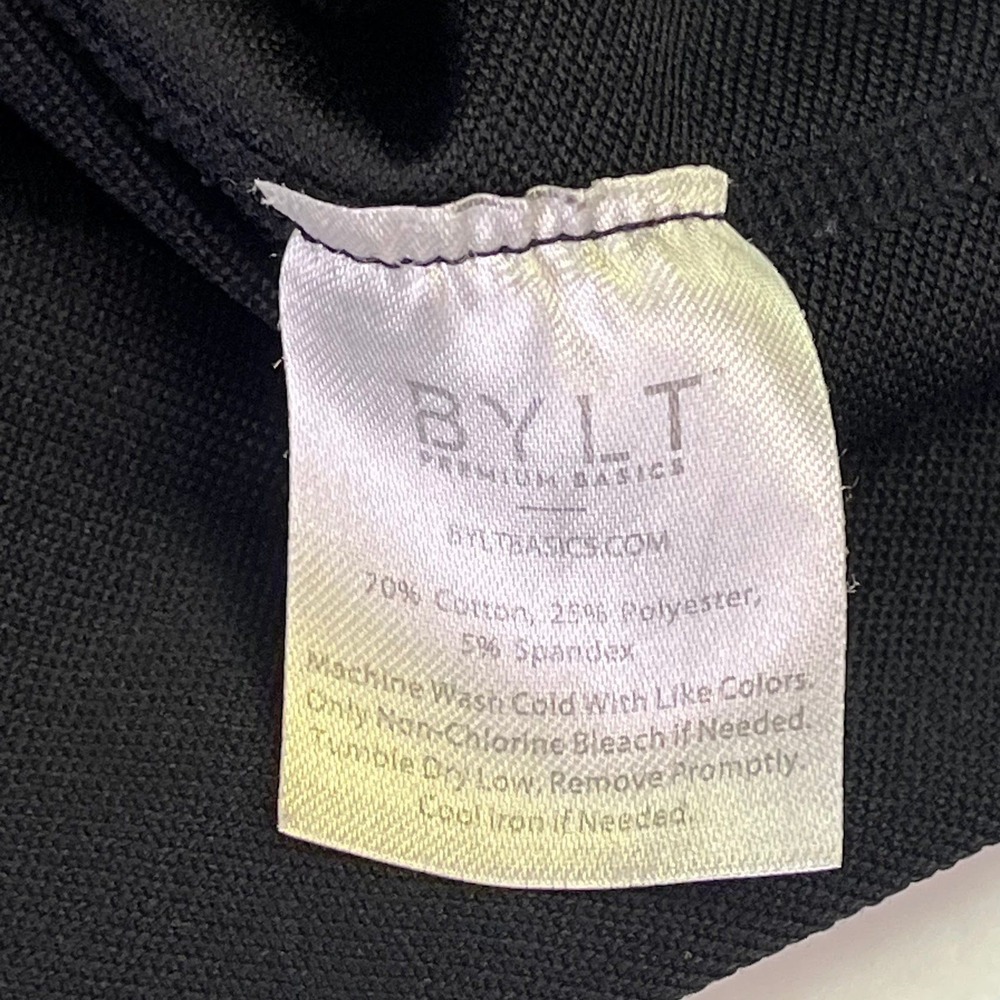 BYLT Basics Mens Drop Cut Long Sleeve Shirt Black Curved Hem Crew Neck Size XL - Picture 12 of 16